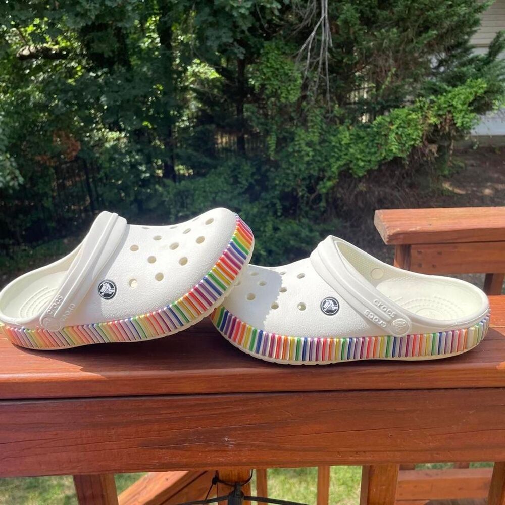 W7 M5 Crocs Color Spectrum Rainbow & White clogs crocs